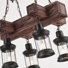 Allen Cross Pine Wood 4-Light Pendant Light